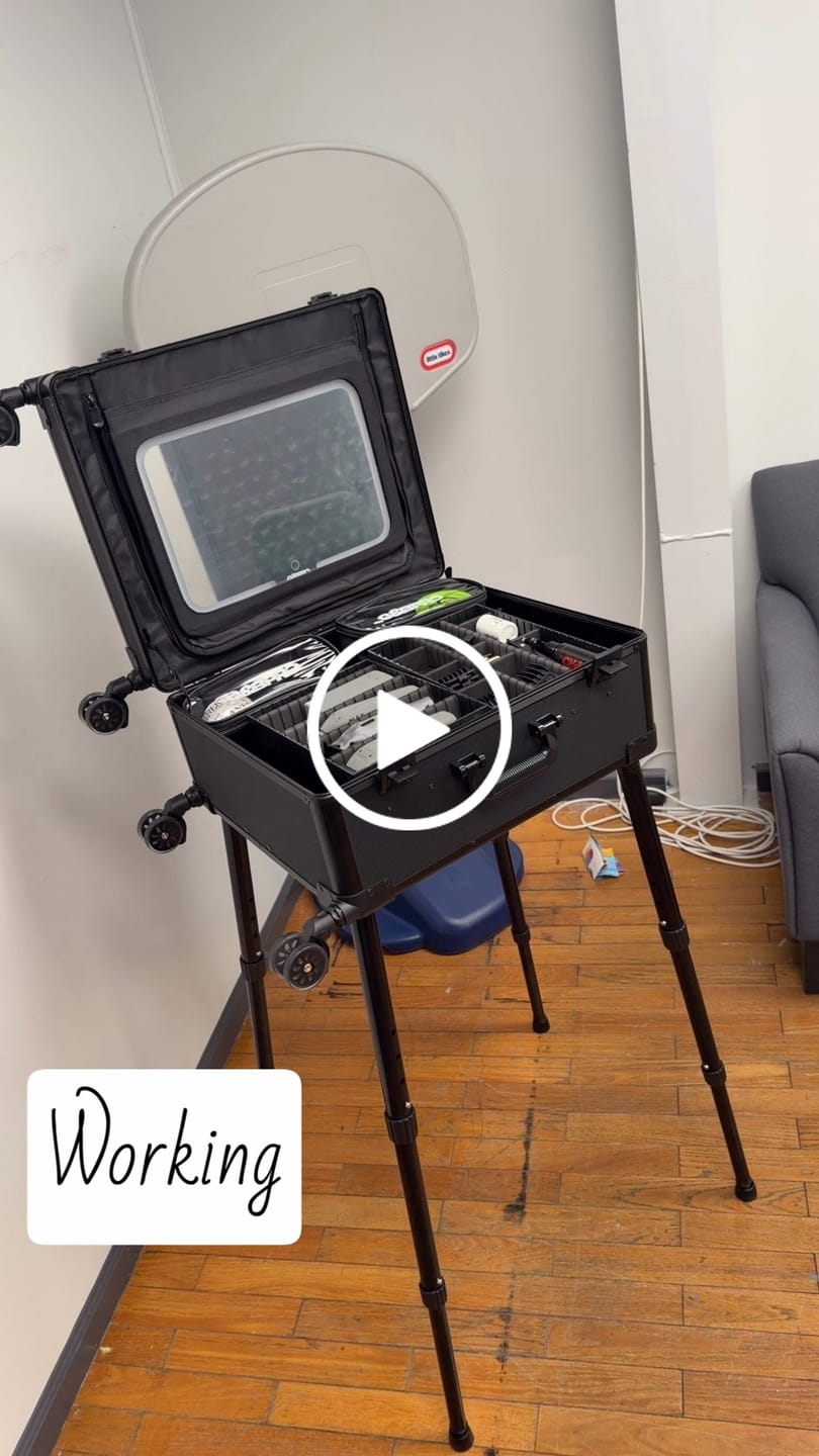 Customer video review of Roller Elite Mobile Workstation with LED Mirror & Extending Tray System – OG Black