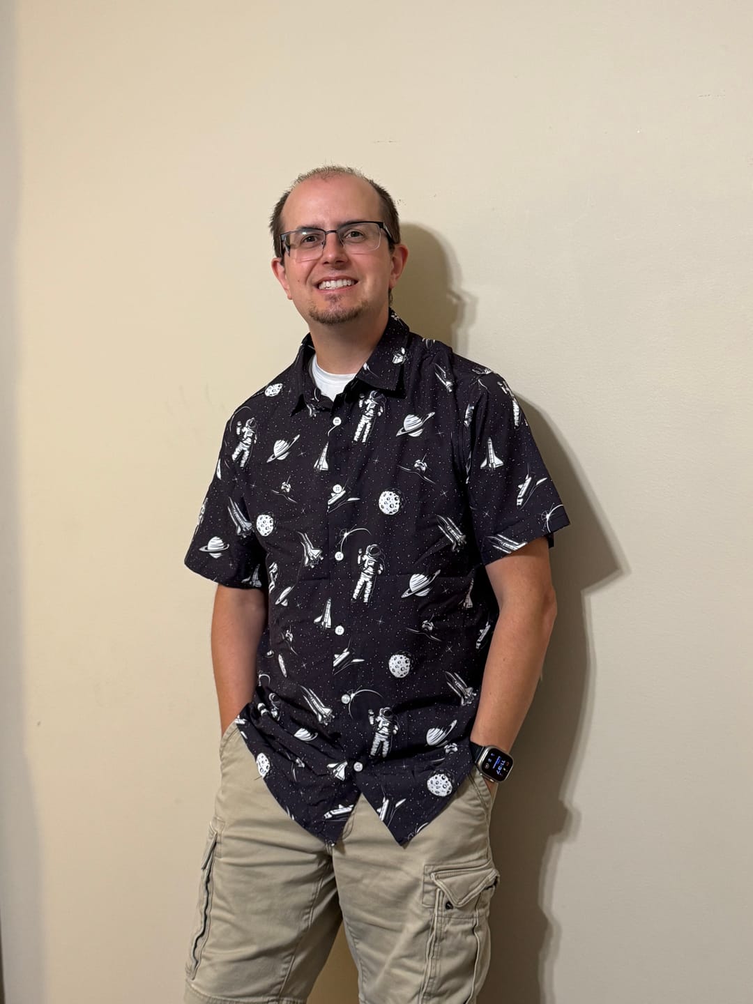 Customer photo review of Space Mission Black Outer Space Button Up Shirt