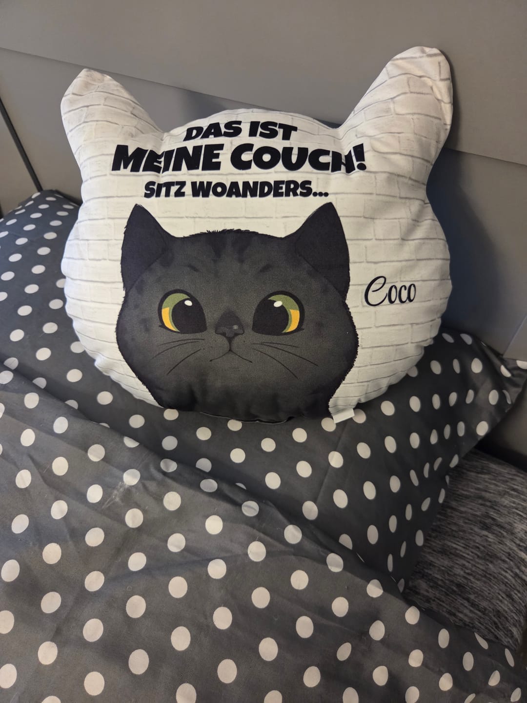 Customer photo review of Personalisiertes Formkissen - Unsere Couch mit Katze