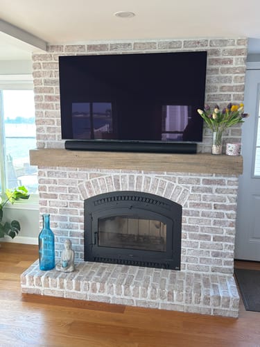 Customer photo review of Grist Mill Non-Combustible Concrete Mantel Shelf Pale Honey Finish