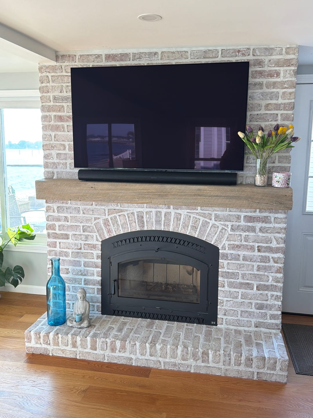 Customer photo review of Grist Mill Non-Combustible Concrete Mantel Shelf Pale Honey Finish