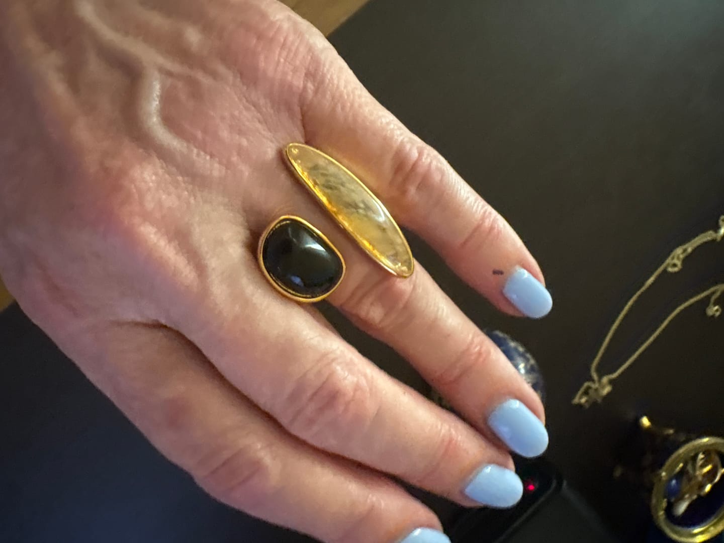 Customer photo review of Octavia’s Opulence Natural Agate Vintage Open Ring