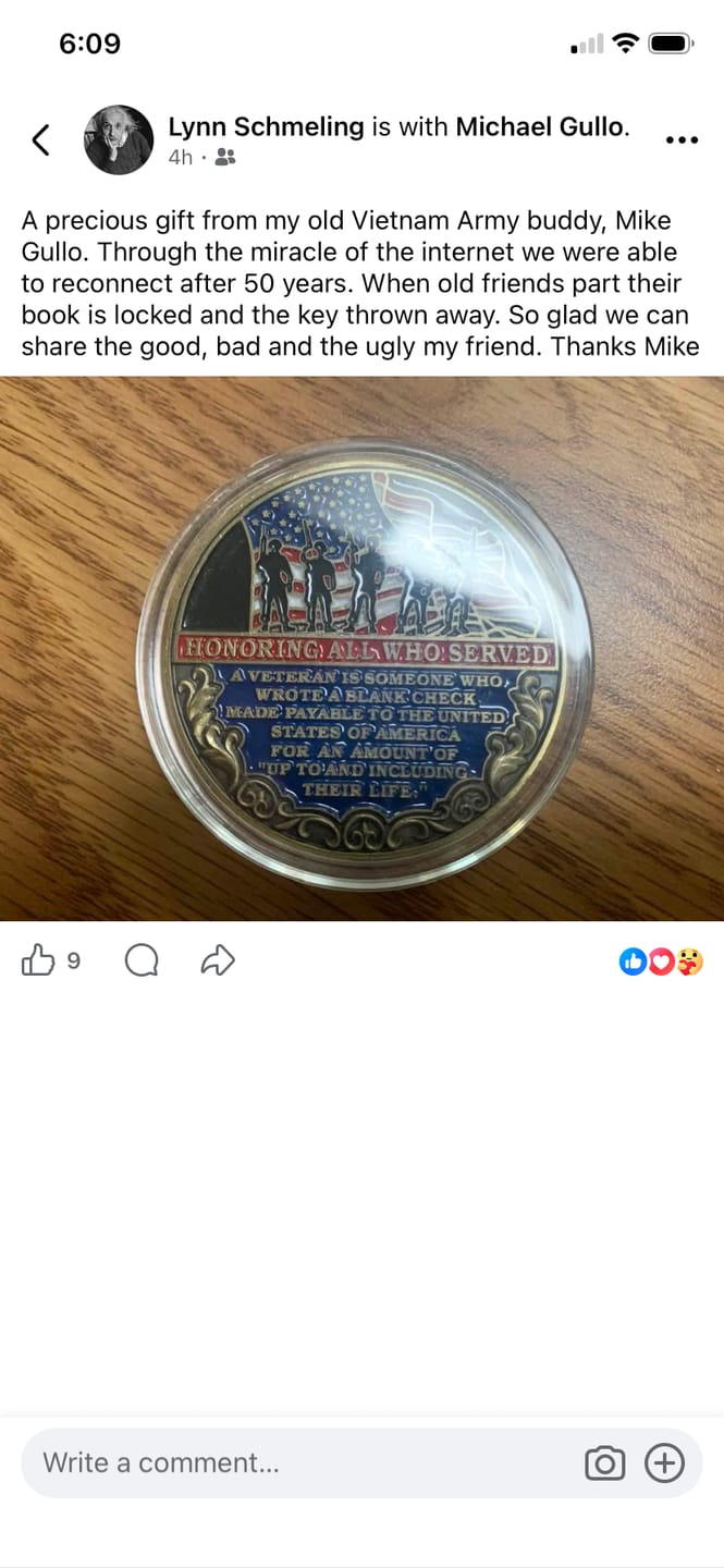 Customer photo review of Honoring All Who Served Thank You Coin