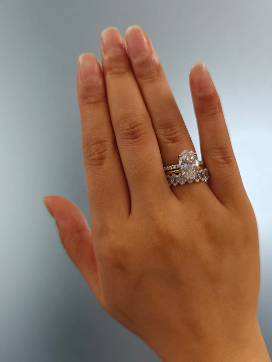 Customer photo review of S925 3PC 4.0Ct Oval Cut Wedding Ring Set Travel Ring For Her With Two Classic Wedding Bands
