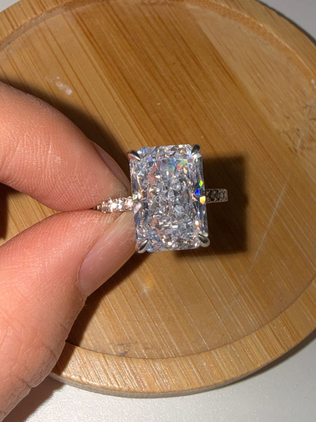 Customer photo review of S925 2.0Ct～7.0Ct Radiant Cut Engagement Ring Or Enhancer Wedding Set In Sterling Silver