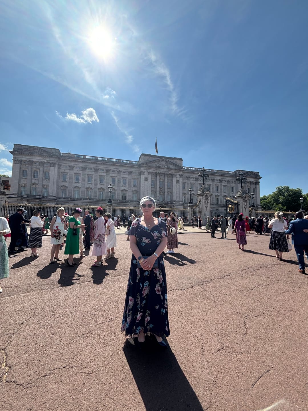 Customer photo review of Kemi Blue Pink Rose Print Bolero Wrap Bodice Maxi Gown