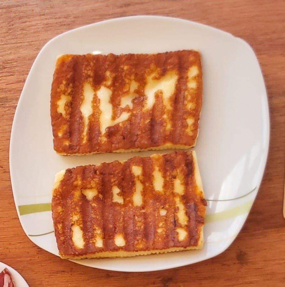 Customer photo review of Ready-to-Fry Greek Saganaki – Crispy Cheese Slices, 6 × 100g (600g)