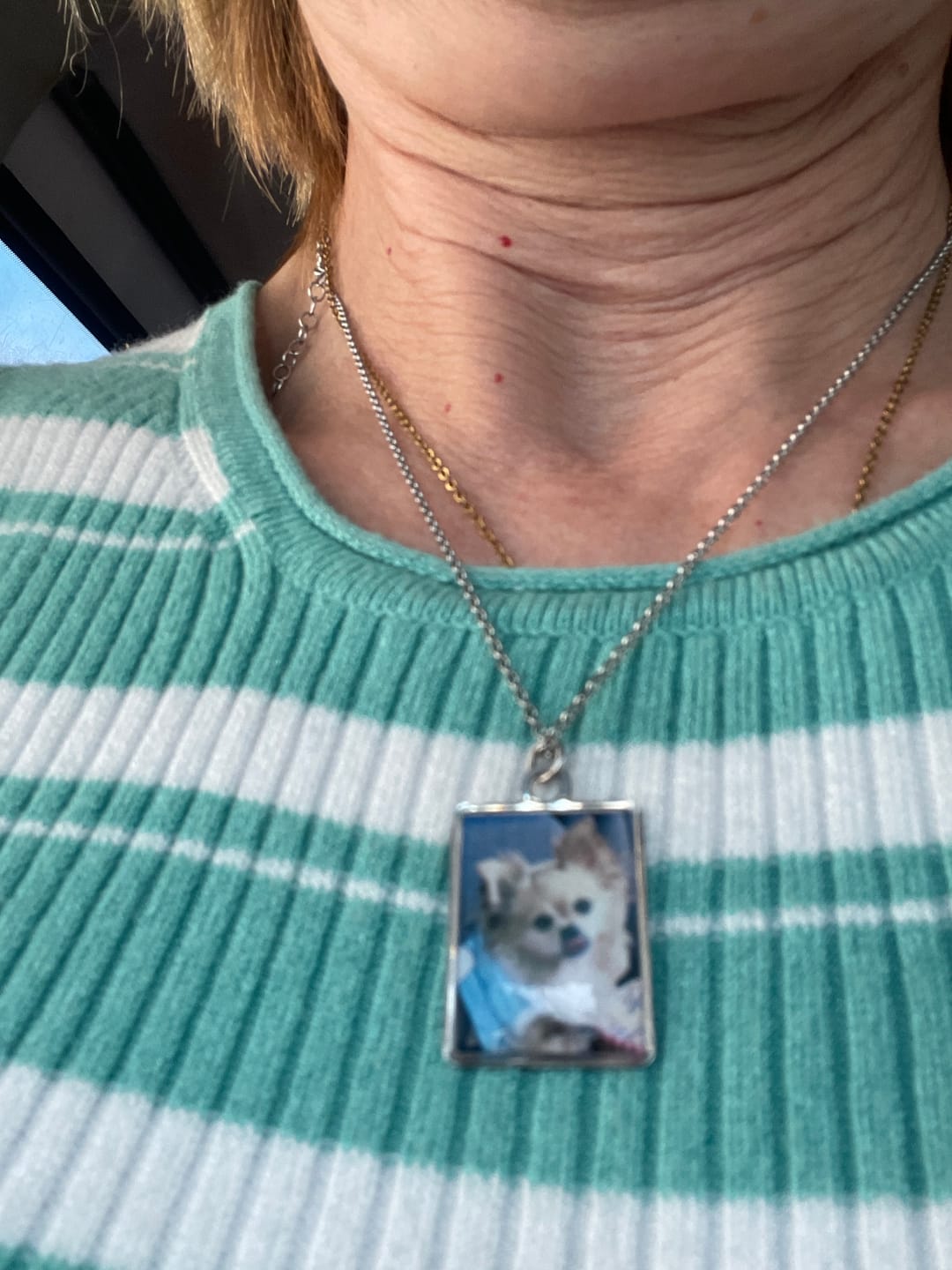 Customer photo review of Collana foto personalizzata forma rettangolare