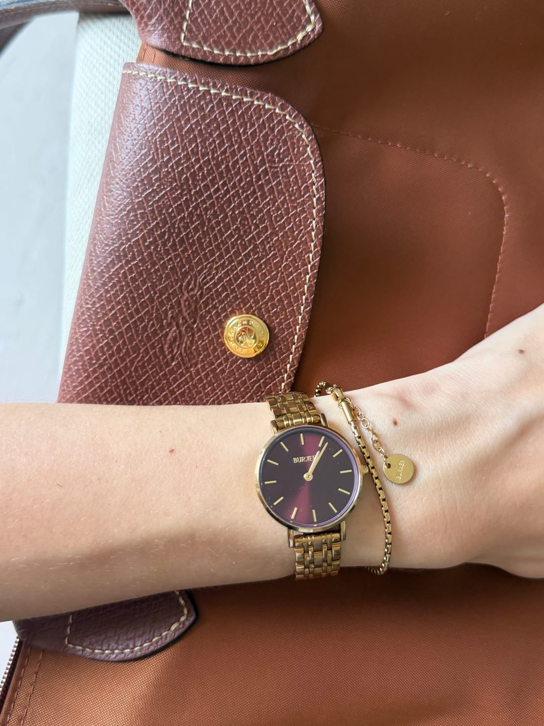 Customer photo review of Ruby Petite Gold Burgundy