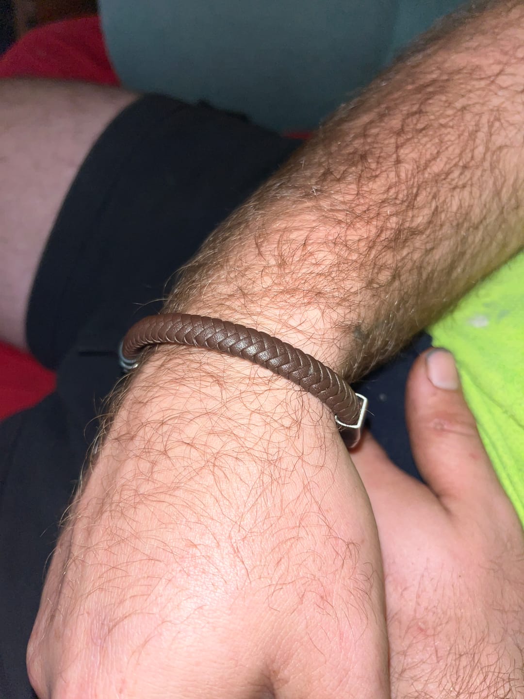 Customer photo review of Personalised Leather Bracelet with Stainless Steel Bar