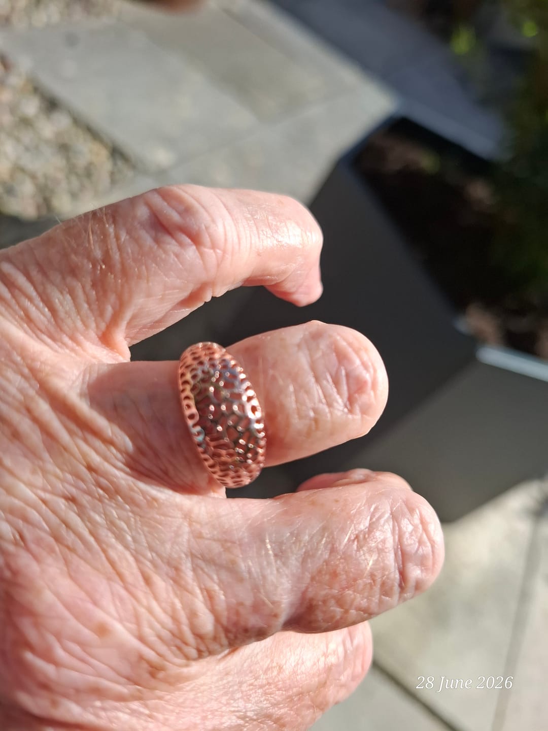 Customer photo review of Lattice Tapered Band Ring