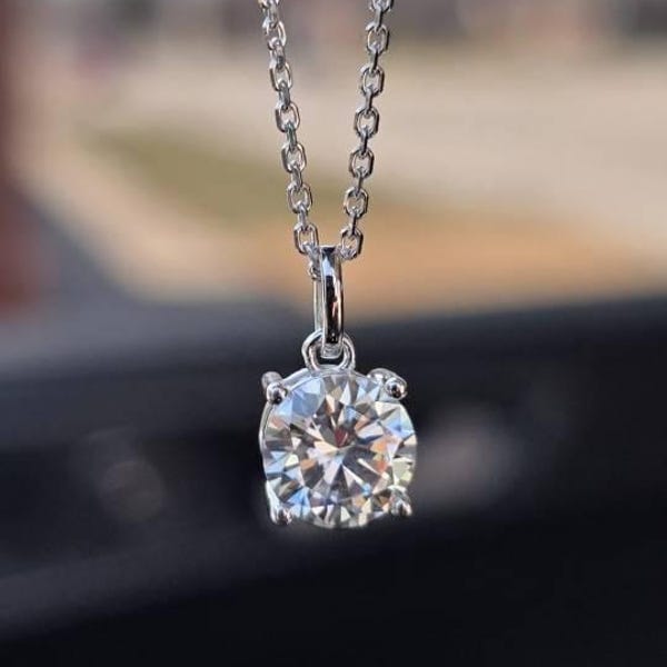 Customer photo review of Classica VVS1 Round Cut Moissanite Solitaire Necklace