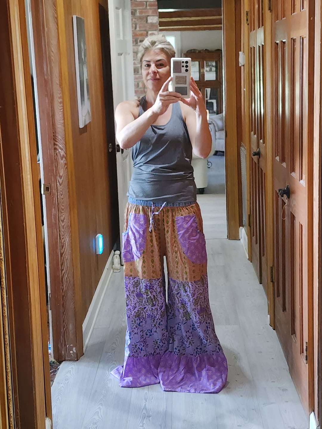 Customer photo review of Far Out Flare Patchwork Pants