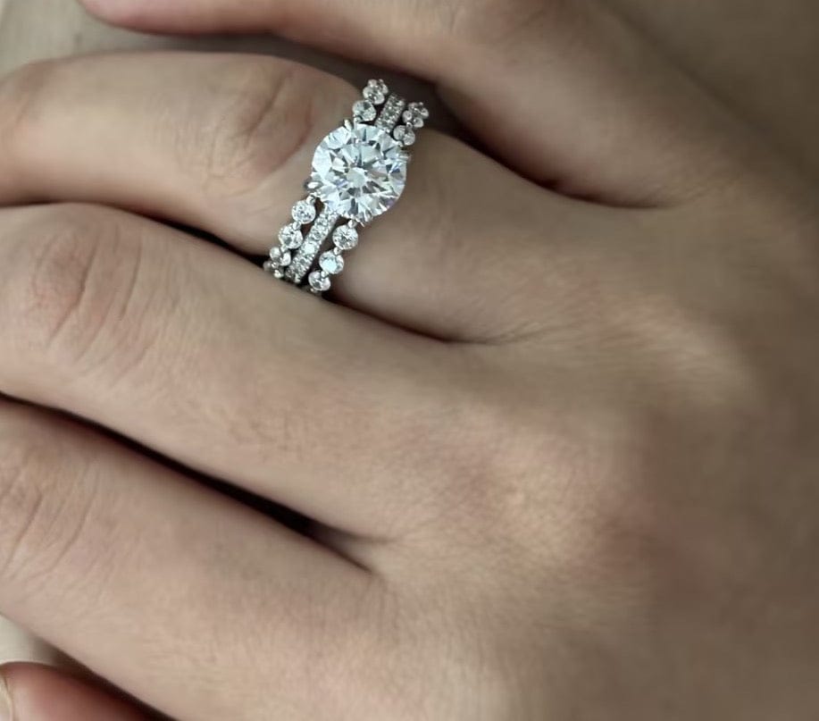 Customer photo review of S925 2.0Ct Round Cut Engagement Ring with 0.77Ct Enhancer Wedding Band For Everyday Wear