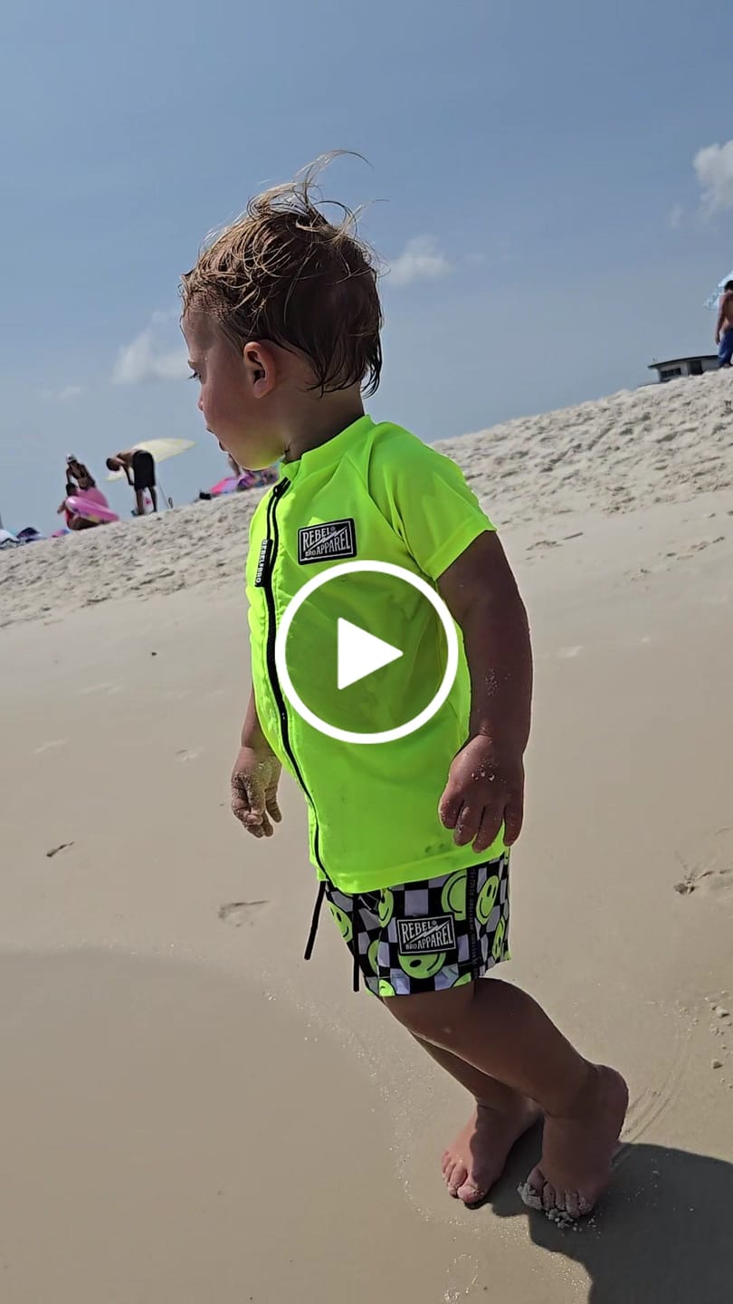 Customer video review of Hybrid Swim Trunks in Neon Electric Lime Smileys