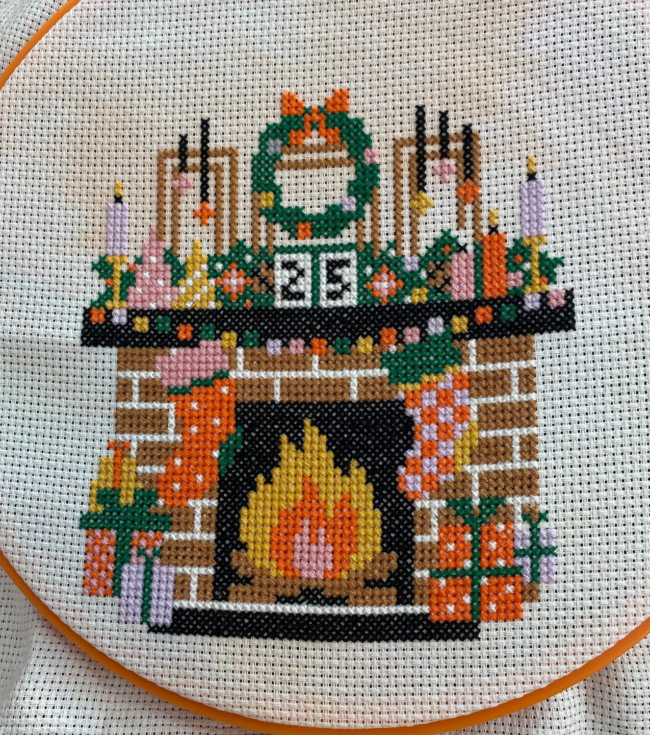 Customer photo review of Crackling Fireplace - Cross Stitch Pattern
