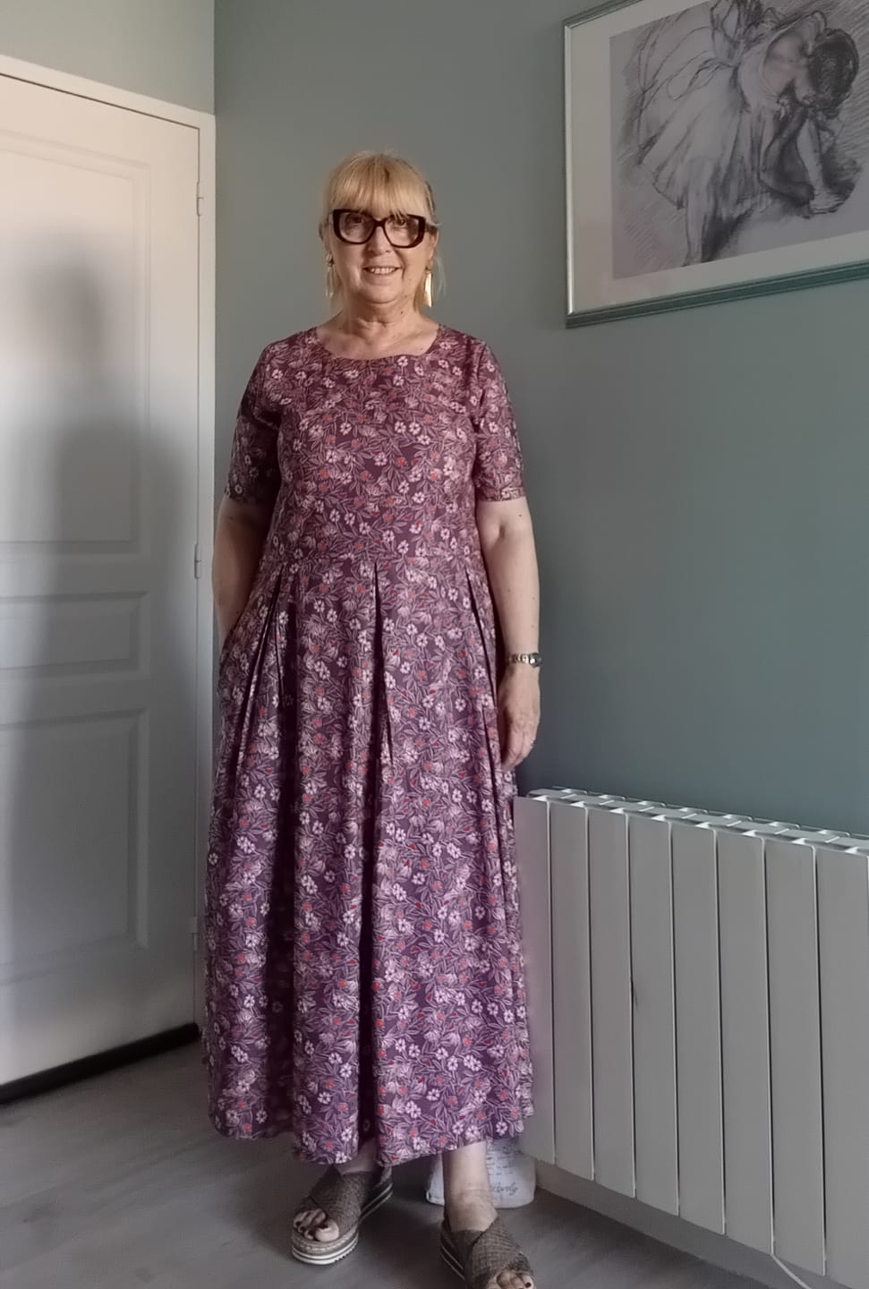 Customer photo review of Robe Louisa - Coton fleurs d'aubergine