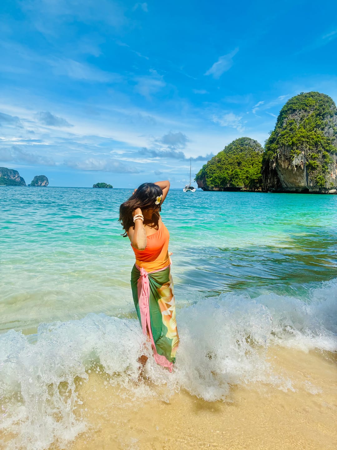 Customer photo review of Sunset Swimsuit With Sarong In Orange