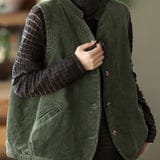 Customer photo review of Plus Size Women Vintage Cotton Corduroy Loose Padded Vest