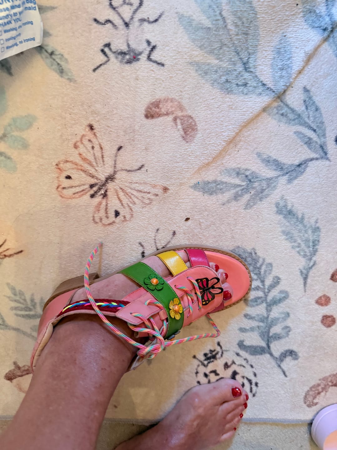 Customer photo review of Colorful Strappy Playful Laces Sandals
