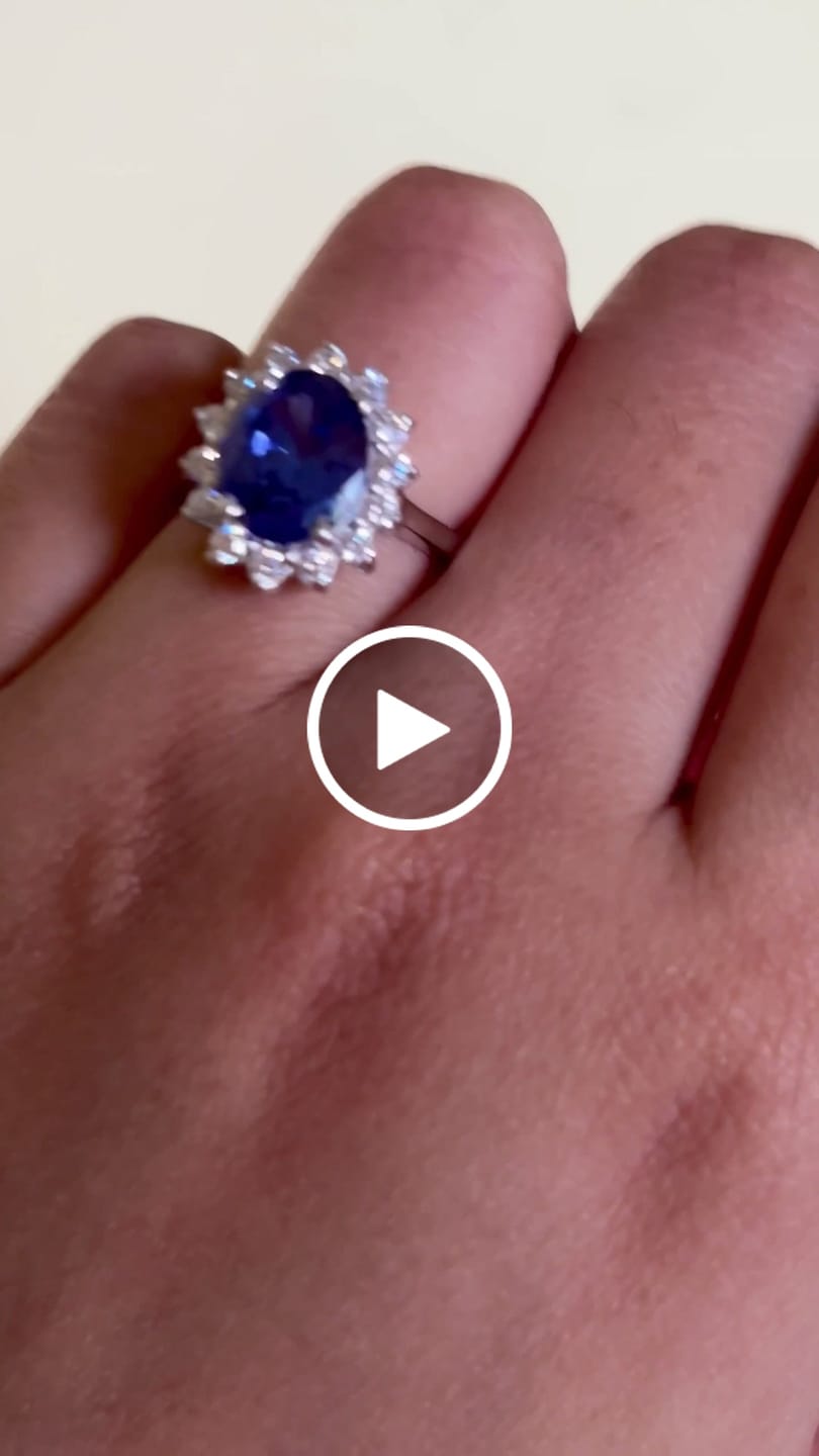 Customer video review of 3.2Ct Princess D's Oval Solitaire Silver Ring