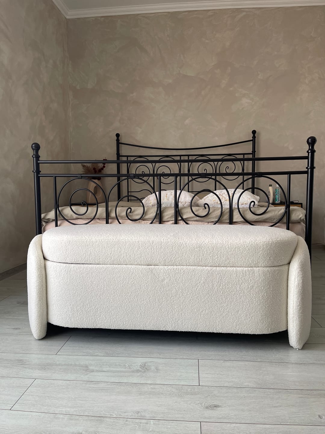 Customer photo review of Bancheta FICARIA, stofa buclata crem, 150x40x47 cm