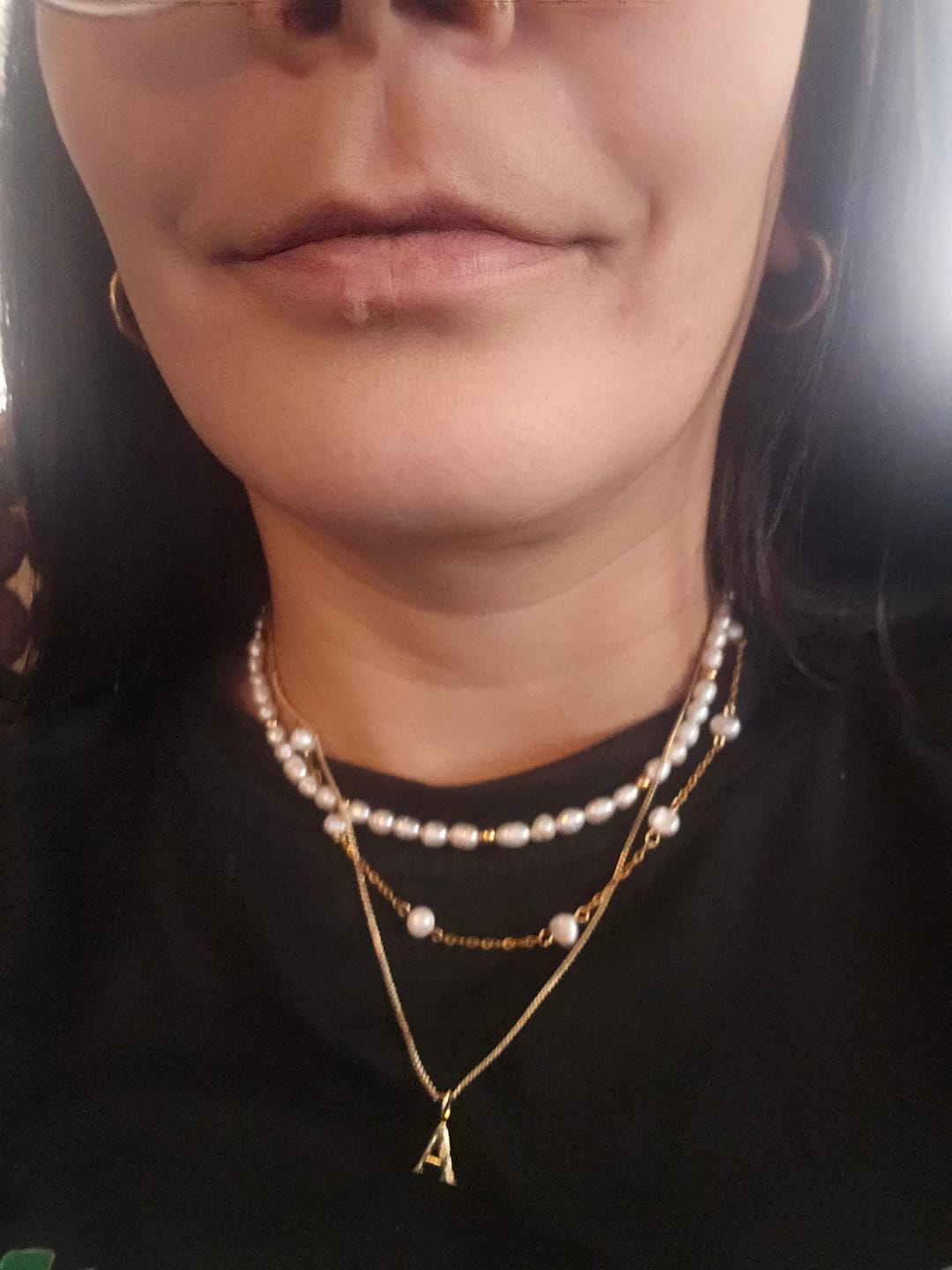 Customer photo review of Bethany Pearl Drop Hoop (Bundle)