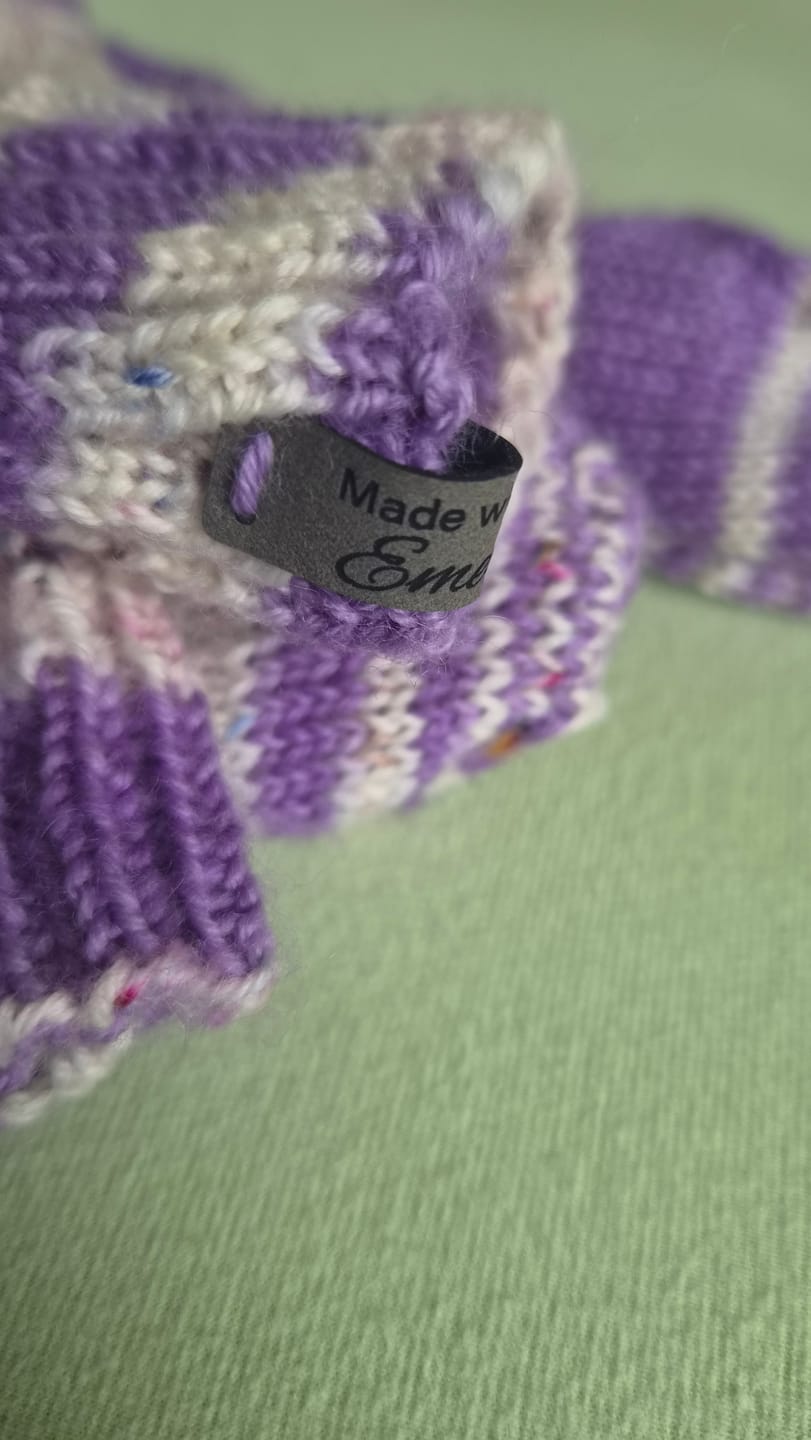 Customer photo review of Kunstleder Labels mit eigenem Schriftzug, verschiedene Farben