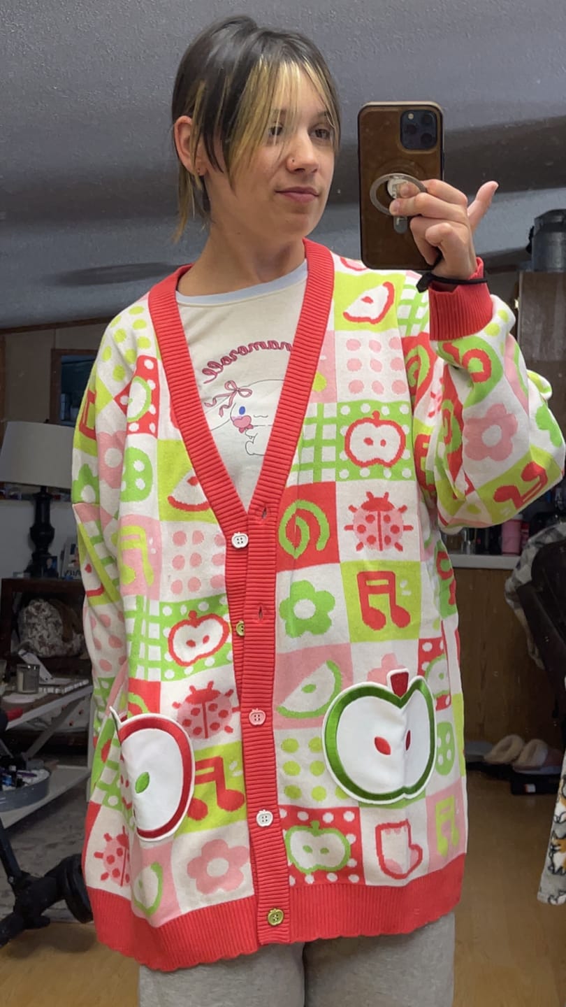 Customer photo review of Apple Cardigan PREORDER