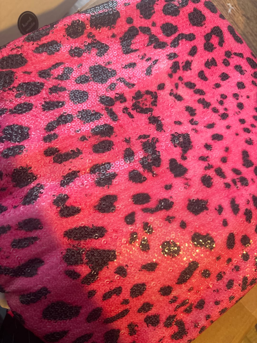 Customer photo review of Fuchsia Leopard Sequin Fabric for Party Fashion