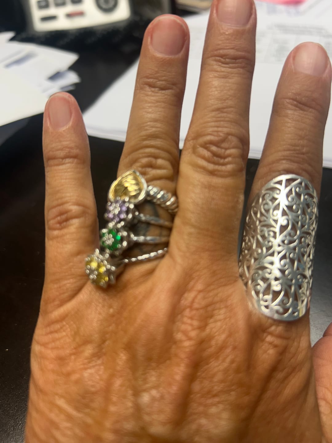 Customer photo review of Full Finger Statement Sterling Silver Ring