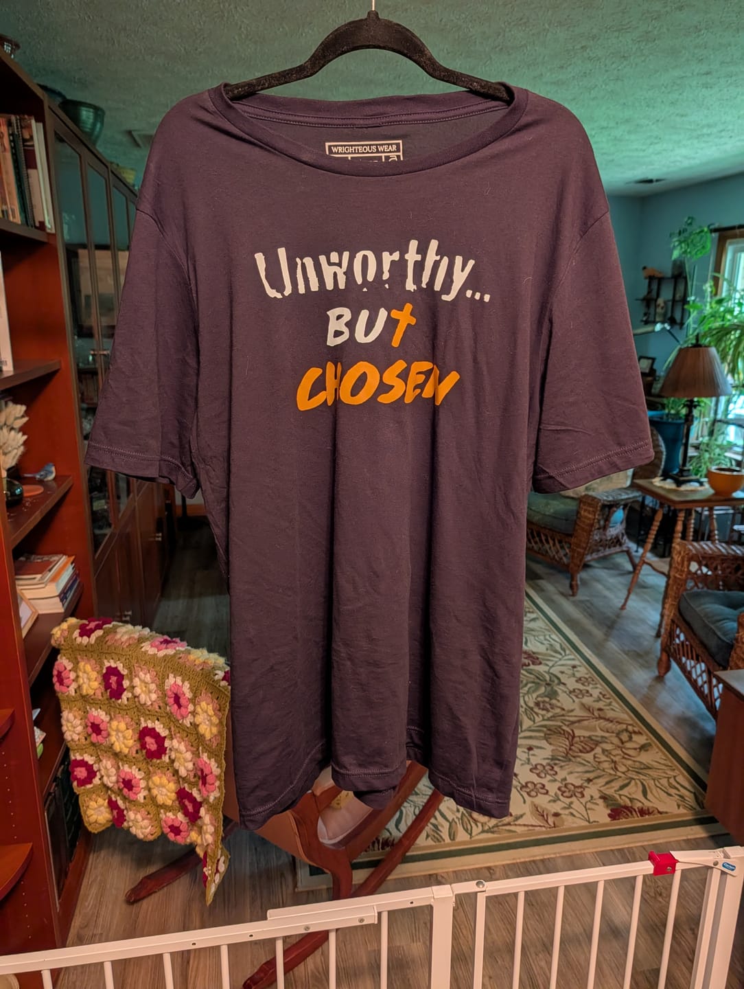 Customer photo review of Unworthy but Chosen Unisex Christian T-Shirt