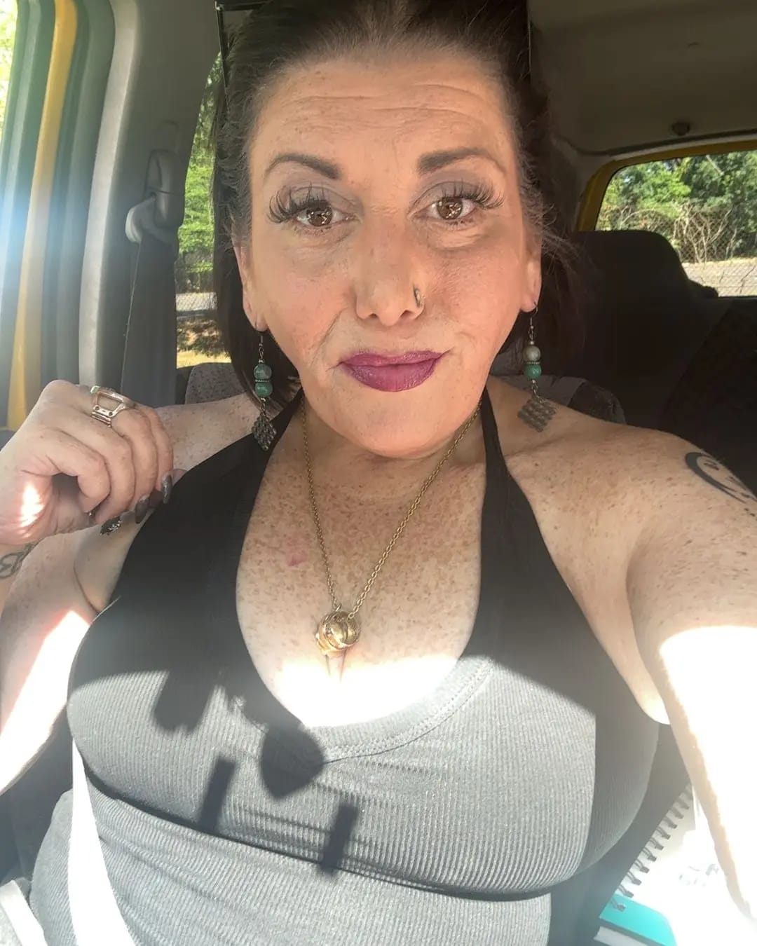 Customer photo review of Built-in Bra Ribbed Solid Tank Top