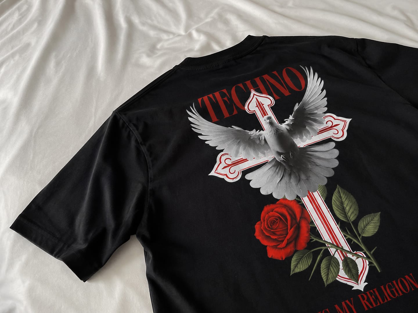 Customer photo review of Techno Is My Religion Oversized T-Shirt