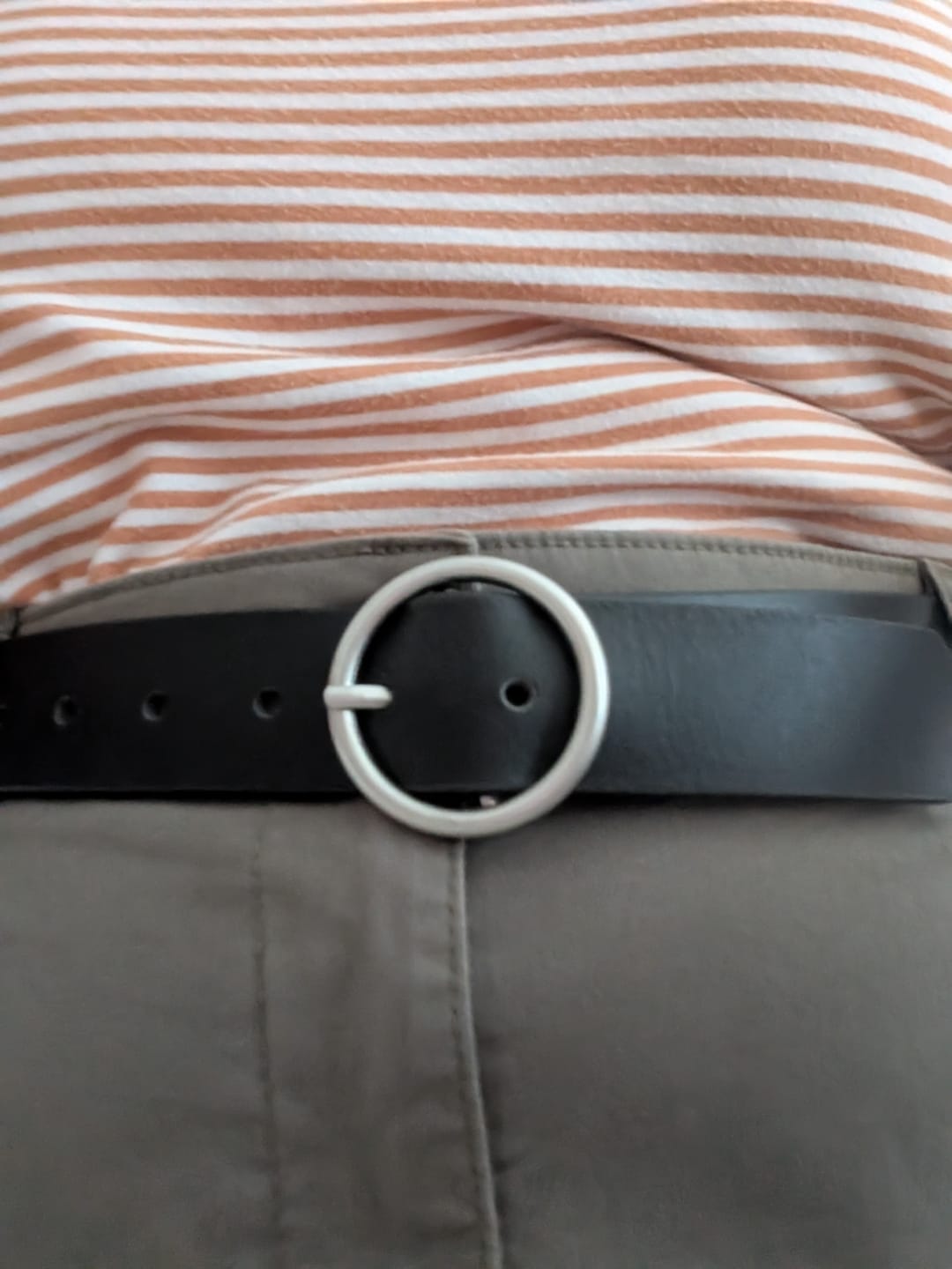 Customer photo review of Sempre - Black Vachetta Leather Waist Belt with Circular Buckle