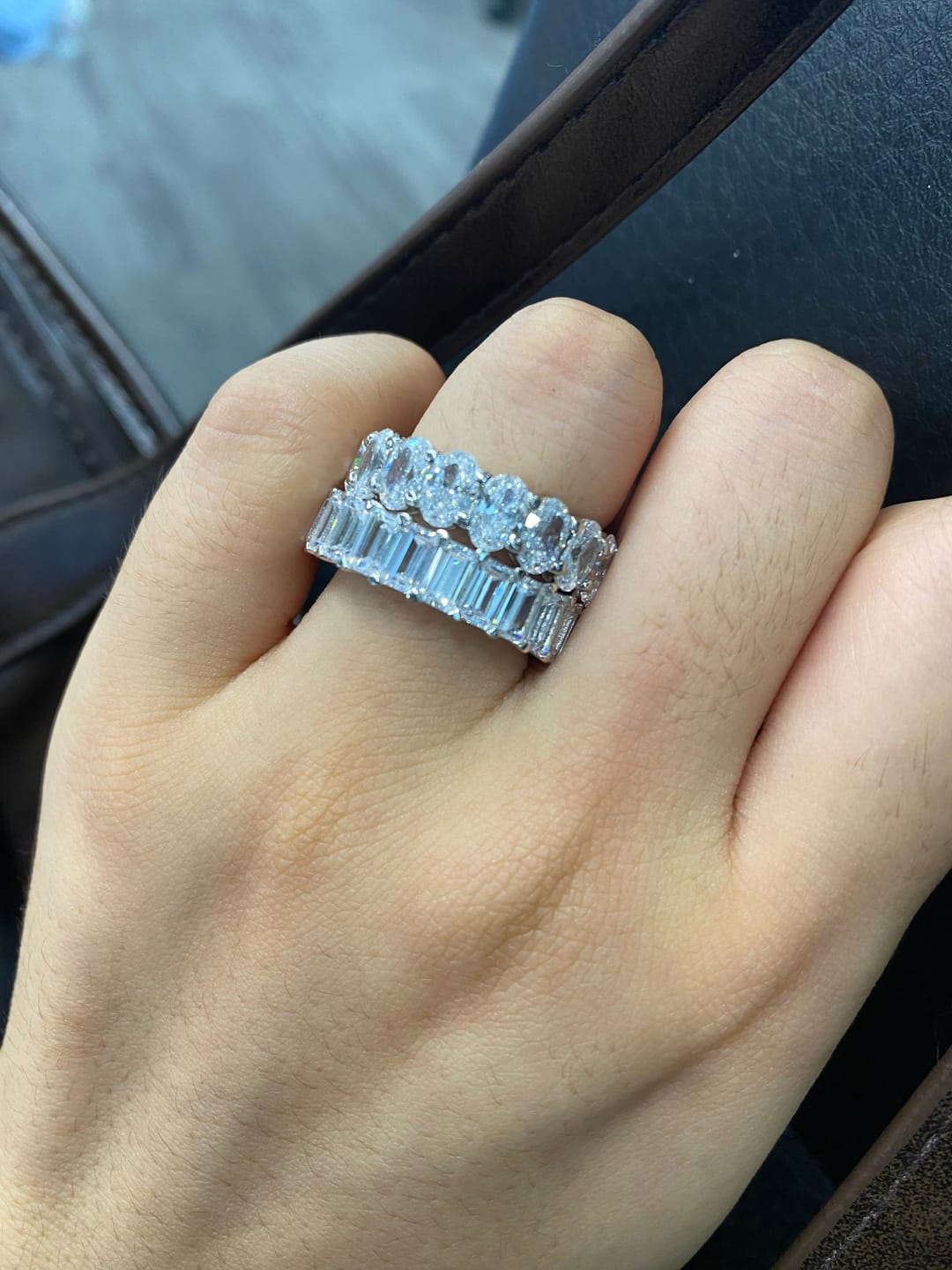 Customer photo review of Louily Eternity Simulated Diamond Wedding Band for Women
