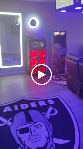 Customer video review of Las Vegas Raiders Logo Rug