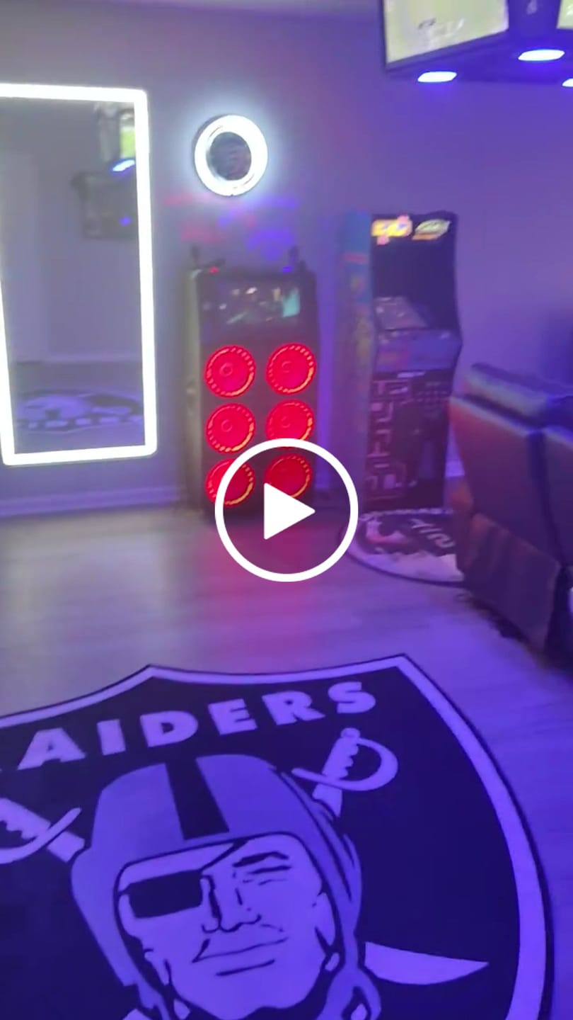 Customer video review of Las Vegas Raiders Logo Rug
