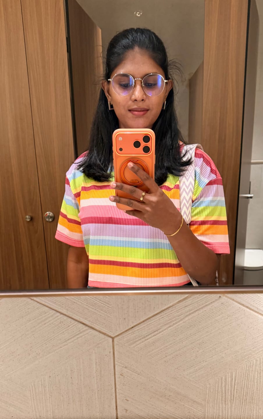 Customer photo review of Rainbow Pop Crop Tshirt
