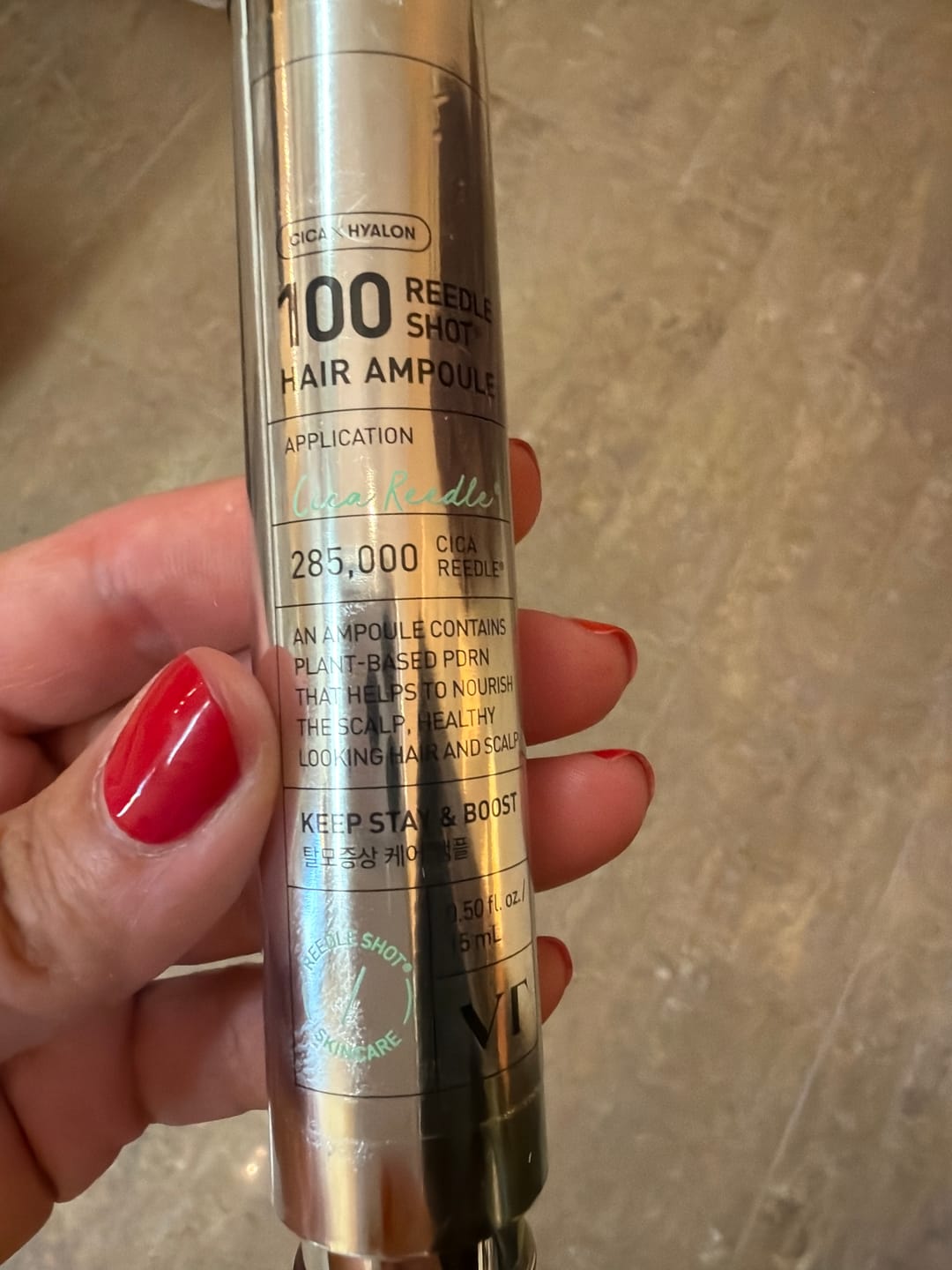 Customer photo review of Ampula matu stiprināšanai ar PDRN un spikulām VT Cosmetics PDRN Reedle Shot Hair Ampoule 100dL