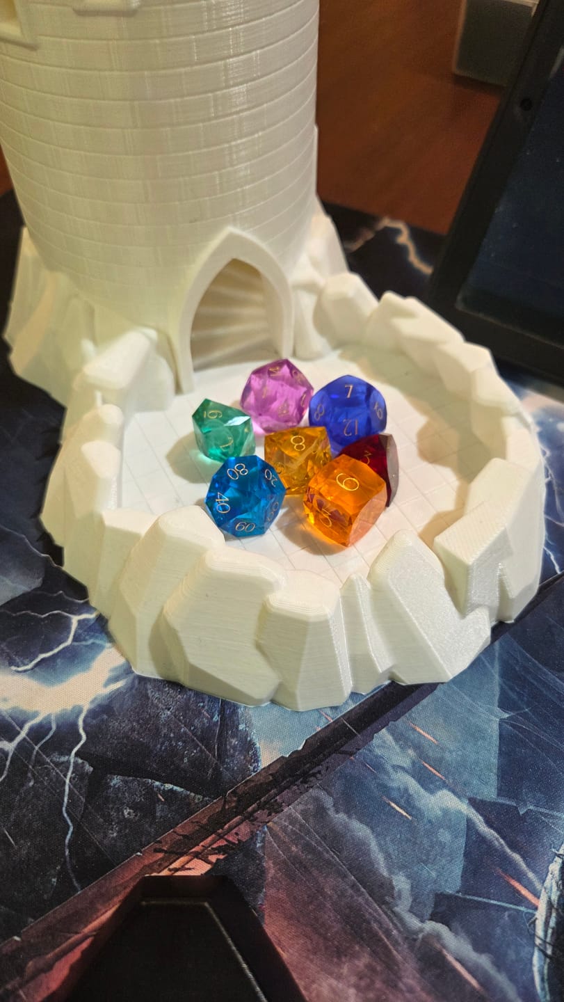 Customer photo review of URWizards D&D Resin Rainbow Engraved Dice Set Multi-faceted Style