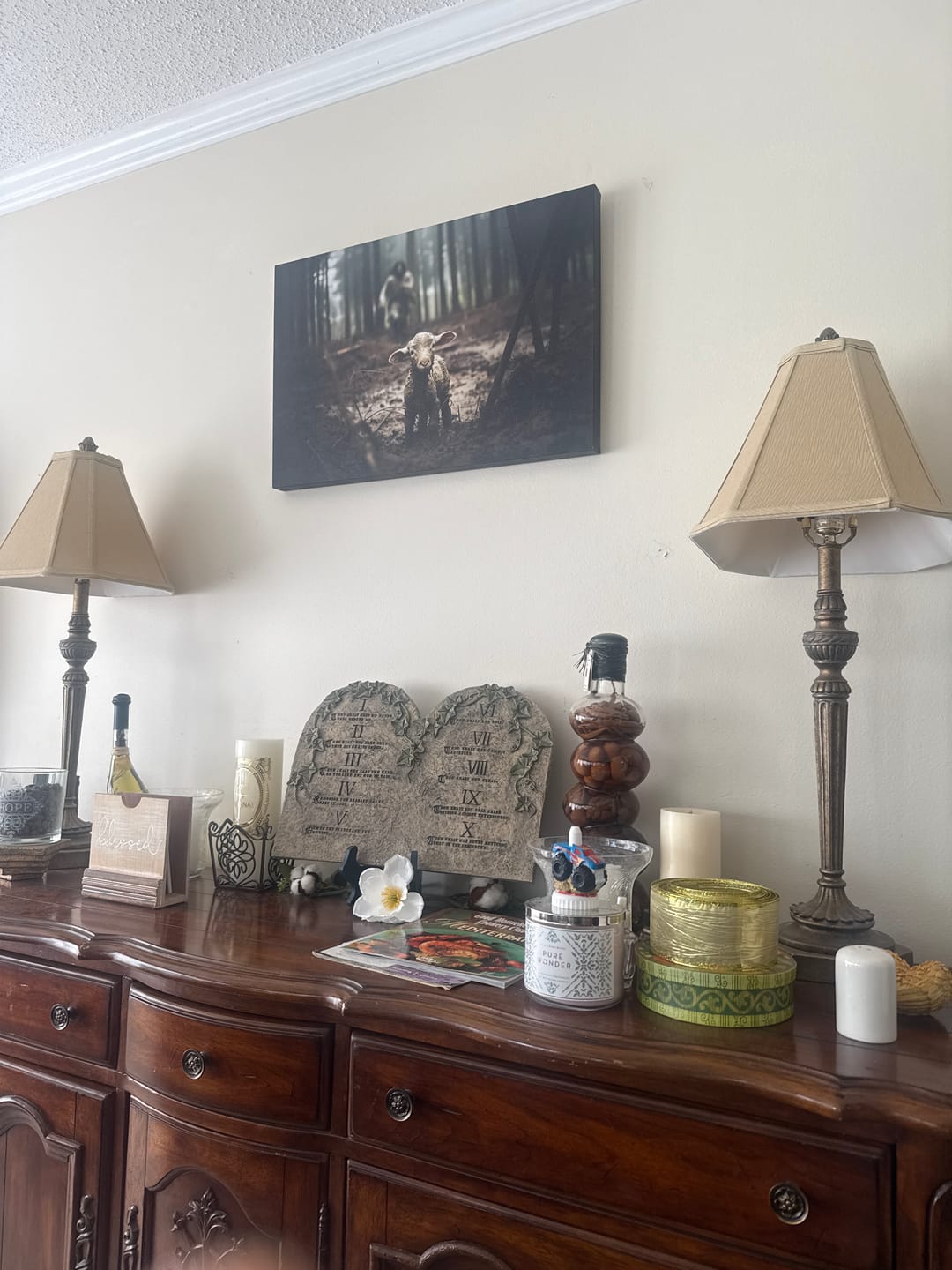 Customer photo review of Jesus Running After a Lost Lamb, Jesus and Lamb Picture, Wall Art Canvas