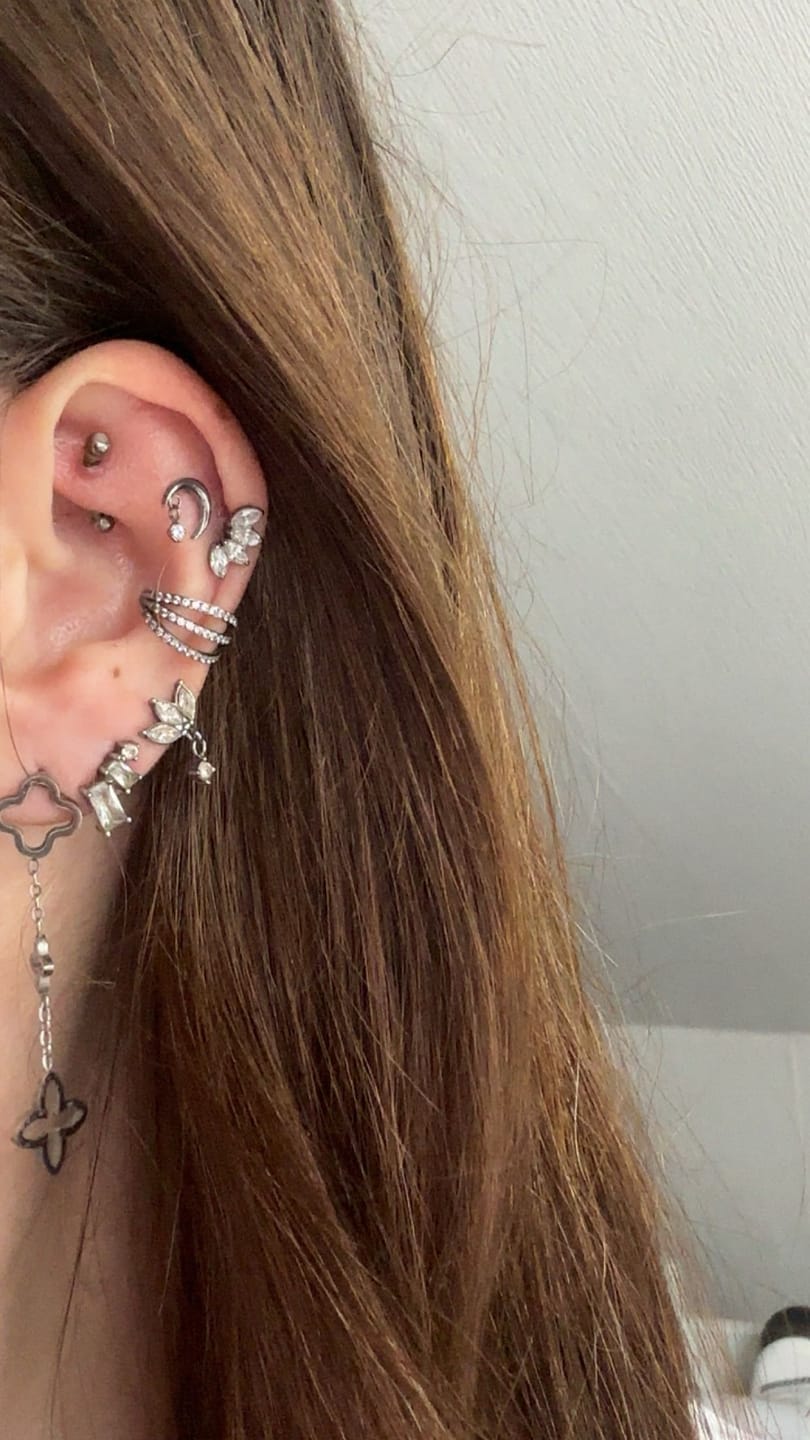 Customer photo review of Stone Moon Piercing | Titan