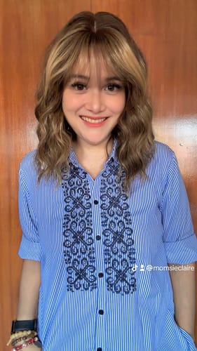 Customer photo review of JBEXTENSION 14 Inches Scalpiana Wave Hazelnut 3.5X4 Hard Silky Top Natural Scalp Effect Wig with Bangs OSSIE SHORT - HAZELNUT