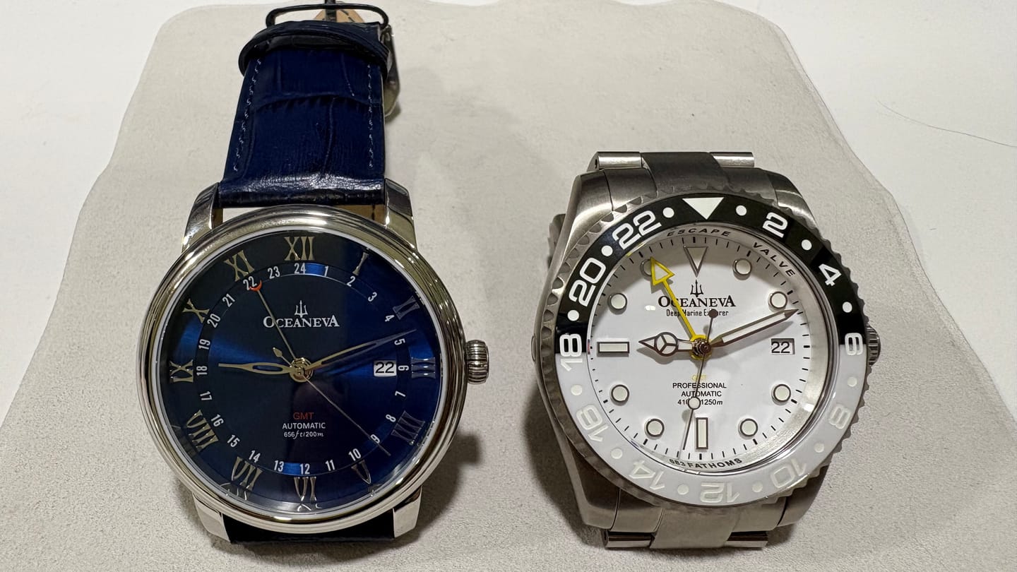 Customer photo review of Oceaneva Men's GMT TITANIUM Automatic Deep Marine Explorer 1250M White & Black Ceramic Bezel Watch