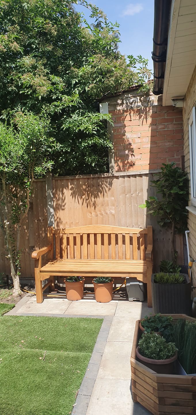 Customer photo review of Teak Garden Furniture Harmony Bench