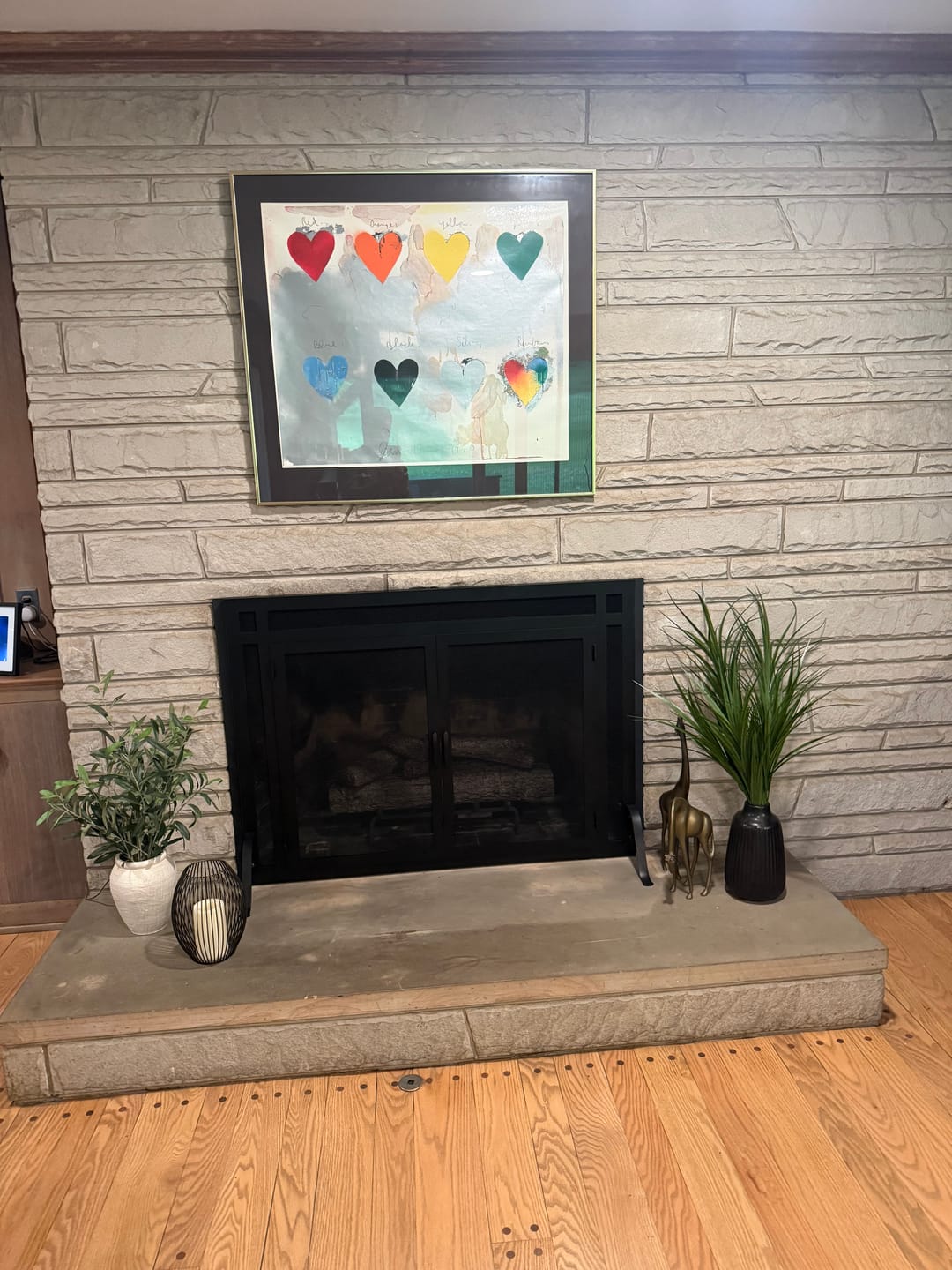 Customer photo review of Fireplace Screen with Operable Doors Custom Size 21 Finishes - Legend