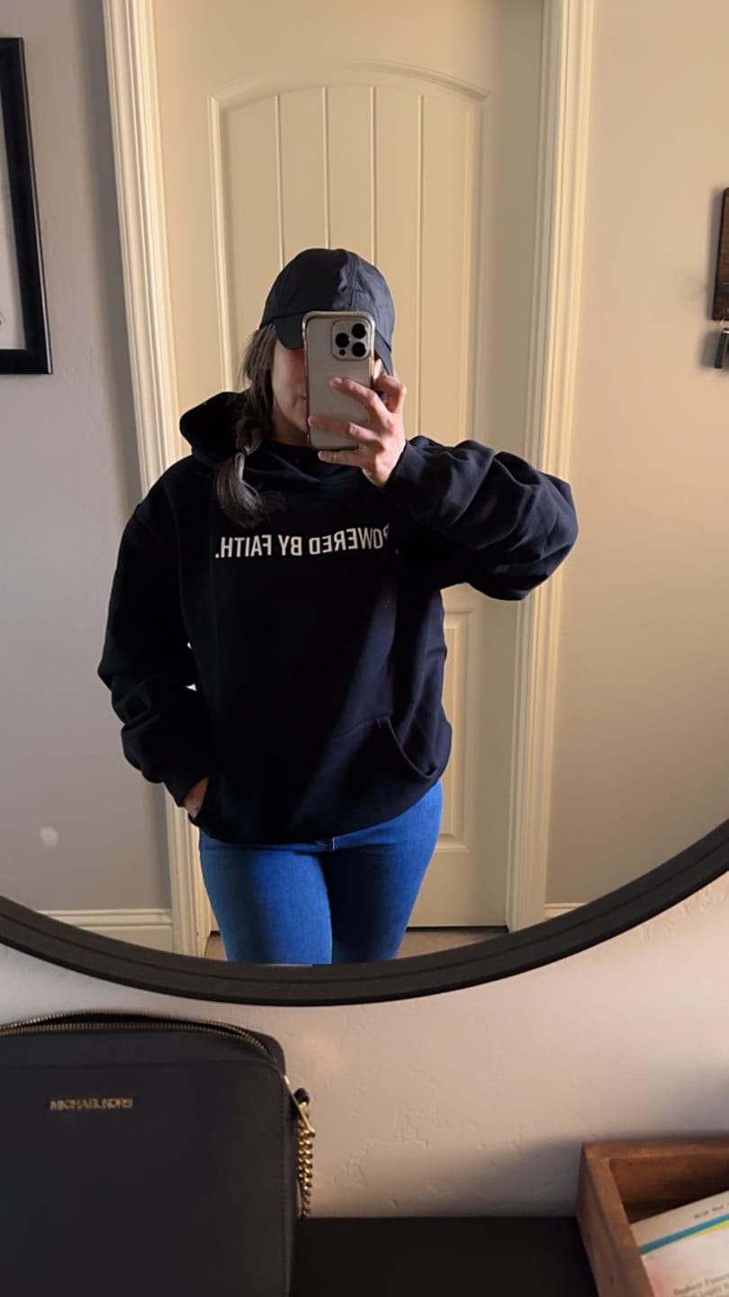 Customer photo review of Powered By Faith Hoodie