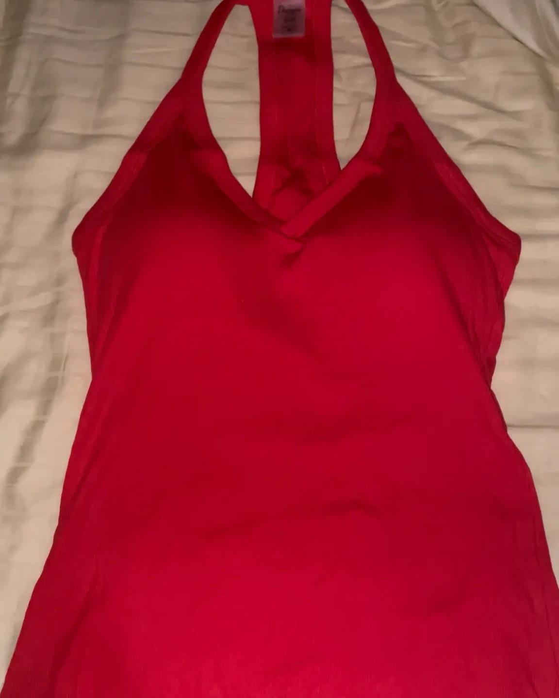 Customer photo review of Built-in Bra Ribbed Solid Tank Top