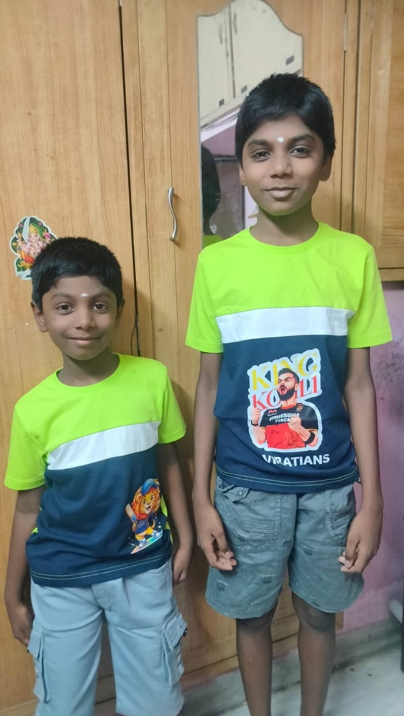 Customer photo review of Color Block Cut Sew Family Tshirts Set for Family - NeonGreen-White-NavyBlue